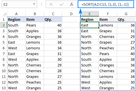 Clasificación multinivel en Excel con fórmula