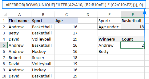 Counting unique values with multiple criteria