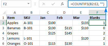 Contar celdas en blanco en Excel usando COUNTIFS