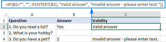 Fórmula IF ISTEXT para verificar la entrada de celda