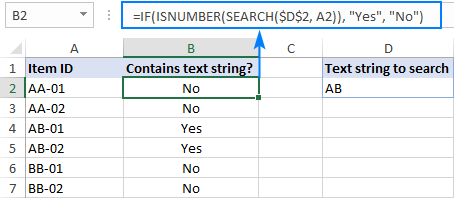 Fórmula IF ISNUMBER SEARCH para verificar si una celda contiene texto específico