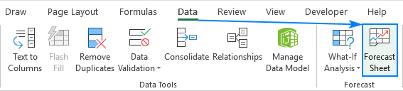 Función de hoja de pronóstico de Excel