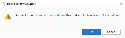 Confirme que realmente desea eliminar las columnas vacías de su hoja de trabajo.
