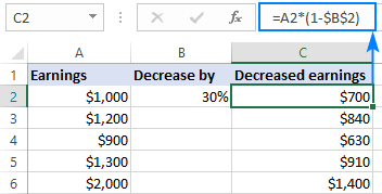 Una fórmula para restar porcentaje en Excel