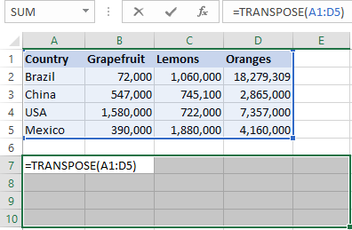 Escribir la fórmula de transposición