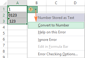 Función de verificación de errores Convertir a número de Excel