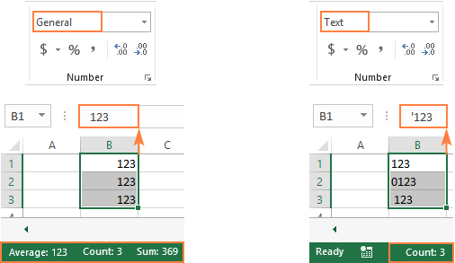 Las representaciones de texto de números y números reales en Excel