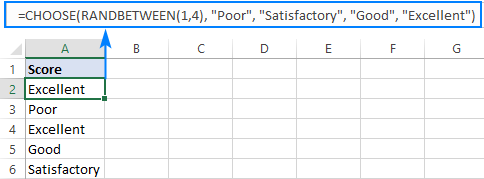 Fórmula ELEGIR de Excel para generar datos aleatorios