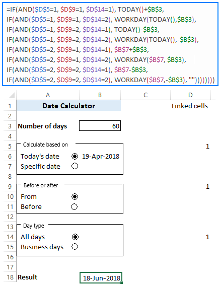 Calculadora de fechas en Excel