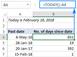 Calcular el número de días entre una fecha pasada y hoy.