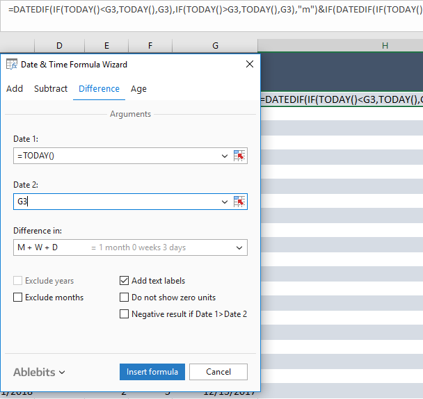 Obtén fórmulas dateif de Excel con un clic