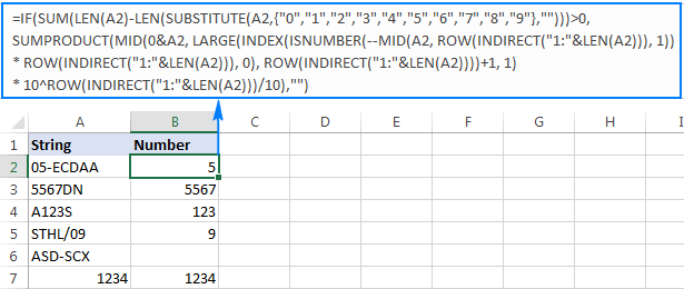 Una fórmula mejorada para extraer números de cualquier parte de una cadena