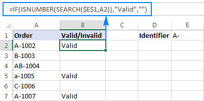 Fórmula de Excel: si la celda contiene una cadena de texto específica