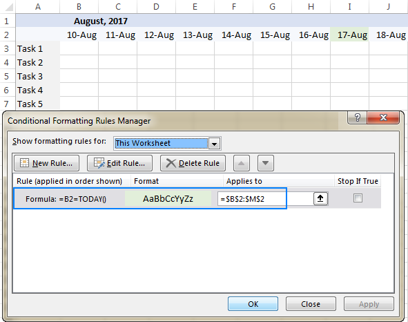 Resaltar la fecha de hoy en Excel