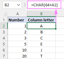 Fórmula simple para cambiar el número de columna al alfabeto