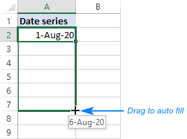 Rellene automáticamente una serie de fechas en Excel.