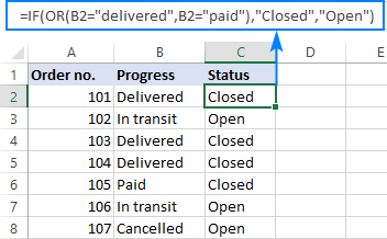 Declaración IF OR en Excel