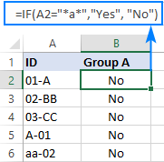 La función Excel IF con comodín no funciona