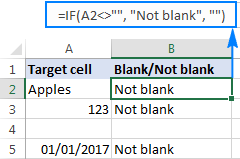 Fórmula de Excel: si la celda contiene algún valor