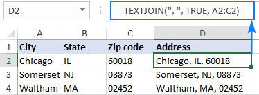 Función TEXTJOIN en Excel