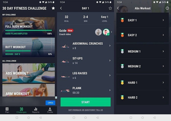 Aplicaciones móviles Manténgase saludable 30 Fitness Challenge App