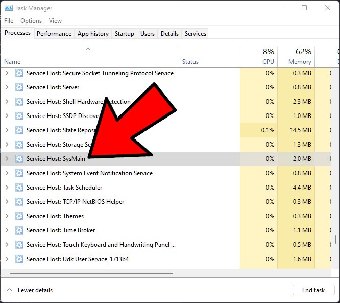 Arreglar el uso de la CPU de Windows 100 Sysmain 1