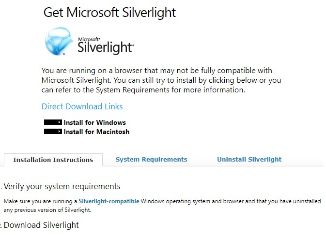 Windows Desinstalar inmediatamente Microsoft Silverlight