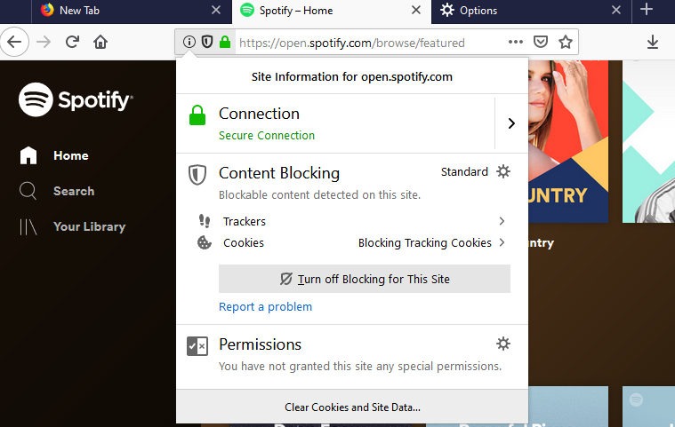 Spotify Web Player no funciona Habilitado Contenido protegido Firefox
