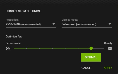 Guía de configuración de Gfe Optimizar la calidad del control deslizante de los juegos