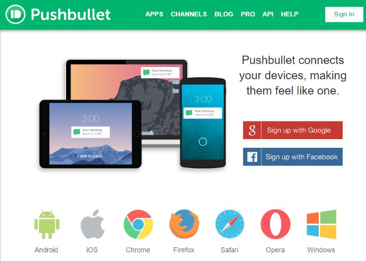 Pushbullet de computadora de texto