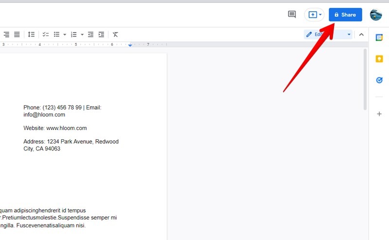 Botón Compartir currículum de Google Docs