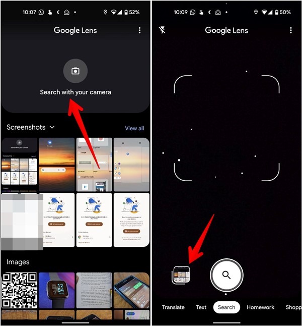 Escanear código Qr Imagen de captura de pantalla Android Google Lens no funciona