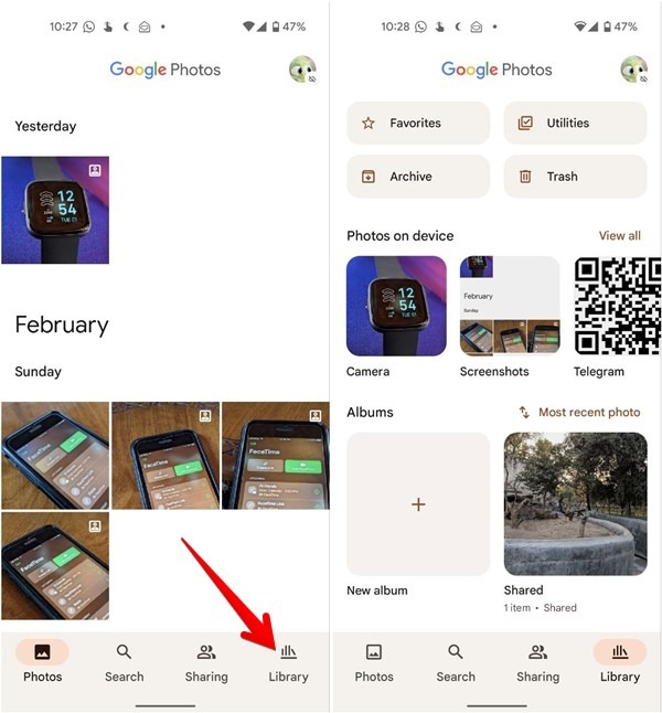 Escanear código Qr Imagen de captura de pantalla Android Google Fotos Álbumes