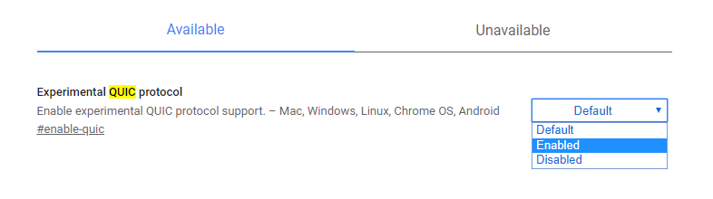 El mejor protocolo Quic experimental de Chrome Flags