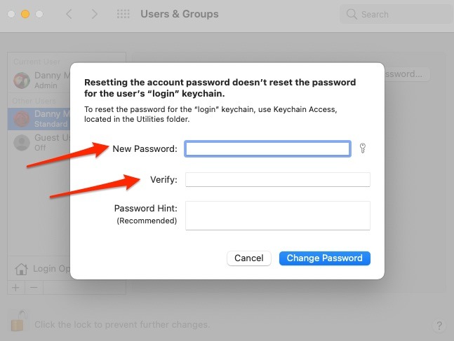Cambiar contraseña Mac Otro administrador