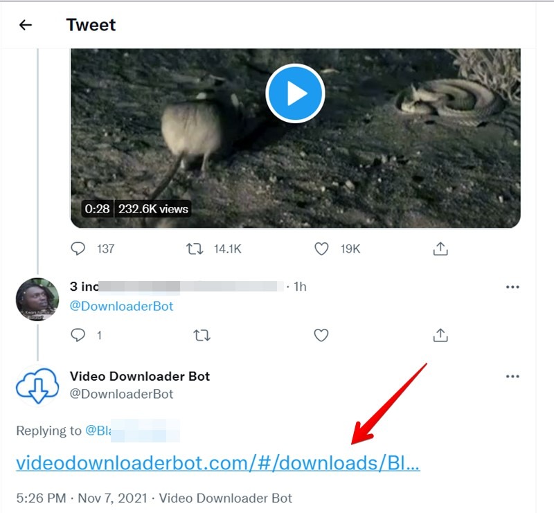 Descargar Twitter Video Bot Obtener enlace