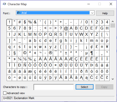 insert-title-sign-in-word-character-map-program