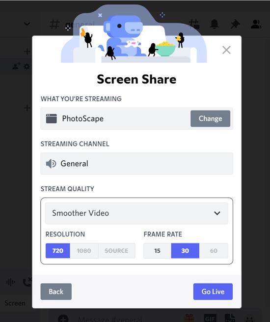 Discord Pantalla Compartir PC Calidad de transmisión