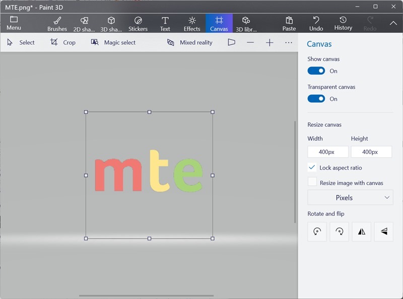 Hacer imagen fondo transparente Pintar selección 3d Arrastrar a lienzo