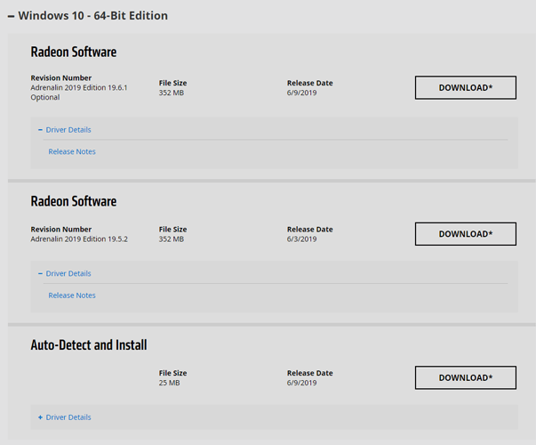 Actualizar controladores de gráficos AMD Descargar controlador