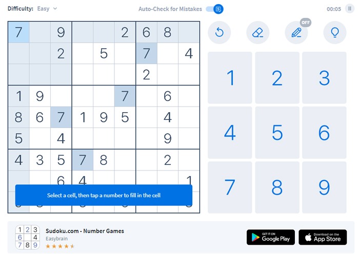 Juegos de memoria gratis Adultos Mayores Sudoku