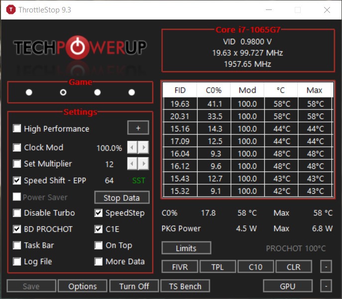 Compruebe las opciones de desconexión del acelerador de temperatura de la CPU