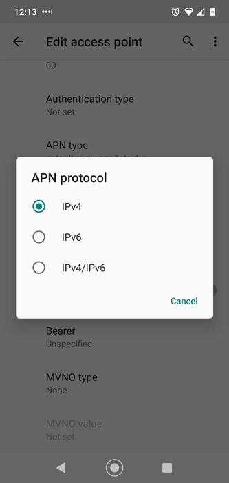 Los datos móviles no funcionan con el protocolo APN de Android