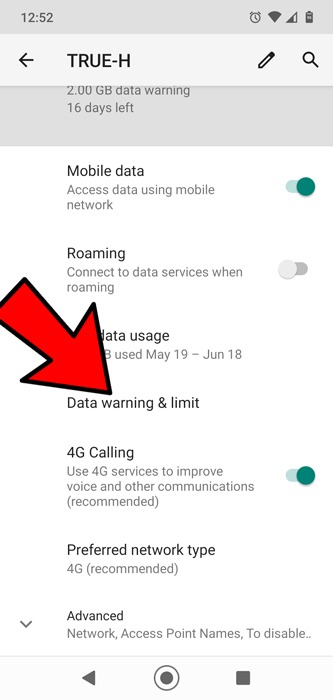 Los datos móviles no funcionan Límite de advertencia de datos de Android