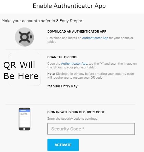 2fa en el autenticador de configuración de Fortnite 2fa