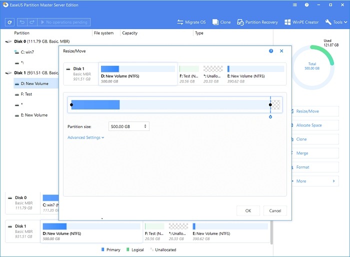 Administrador de particiones Easeus