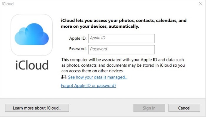 Cómo iniciar sesión en Icloud Inicio de sesión de Windows