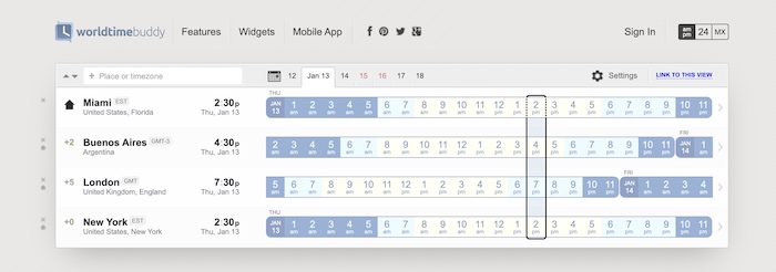 Los mejores convertidores de zona horaria Worldtimebuddy Page