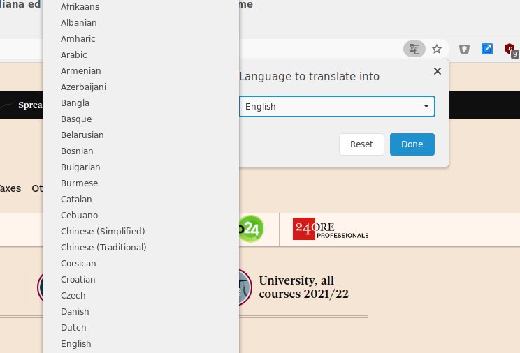 Lista de idiomas de traducción de Chrome Desktop