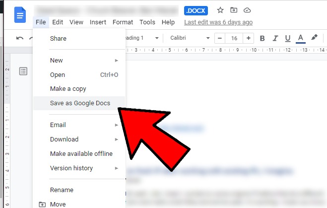 Convertir documentos a Word Docx Guardar como Google Docs